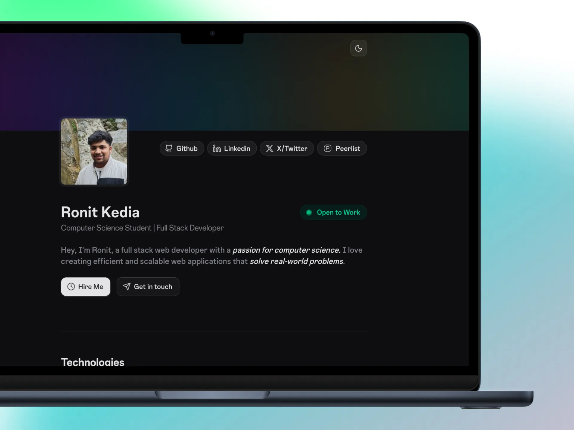 Crazyfolio project screenshot 2
